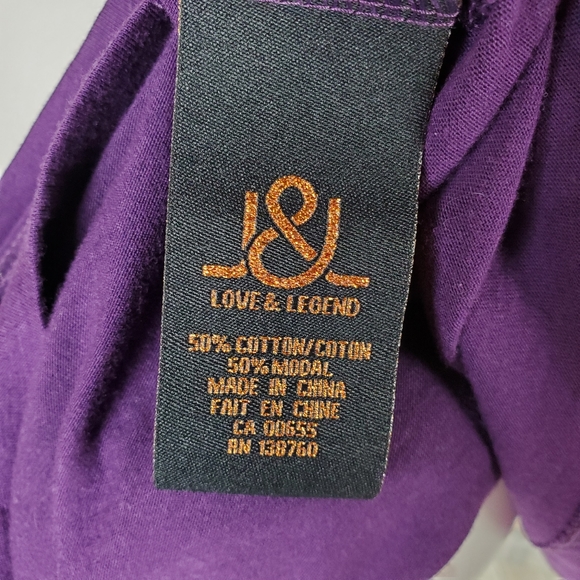 Plus Size Tee Low Scoop Sequined Purple 2X - Picture 9 of 10